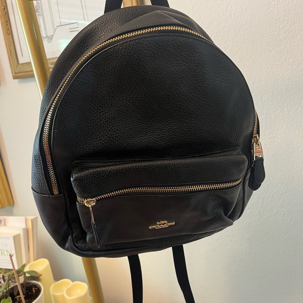 Coach Black Pebbled Medium Backpack - image 2